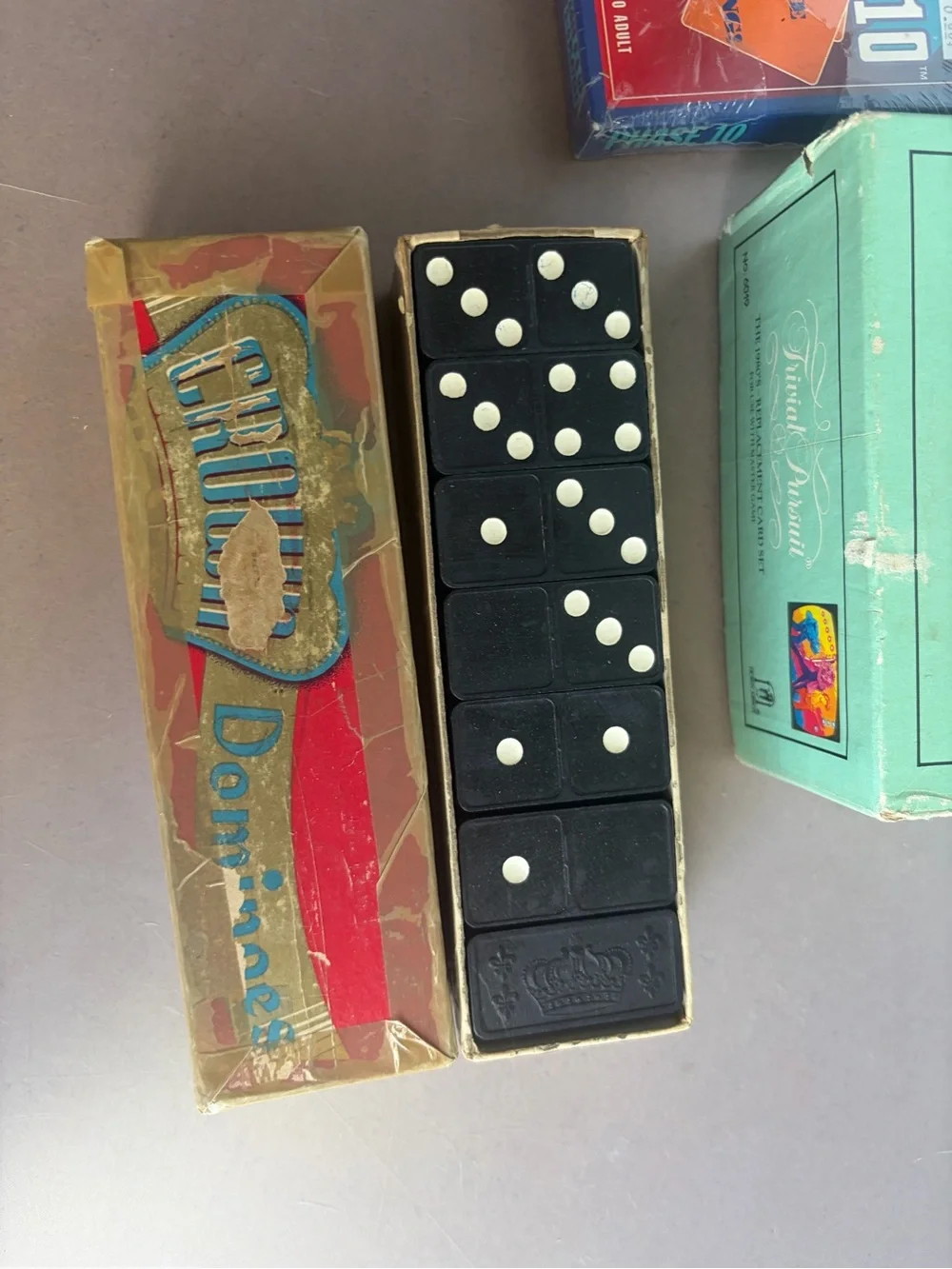 Trivial Pursuit 1980s Replacement Card Set - plus vintage dominoes and phase 10